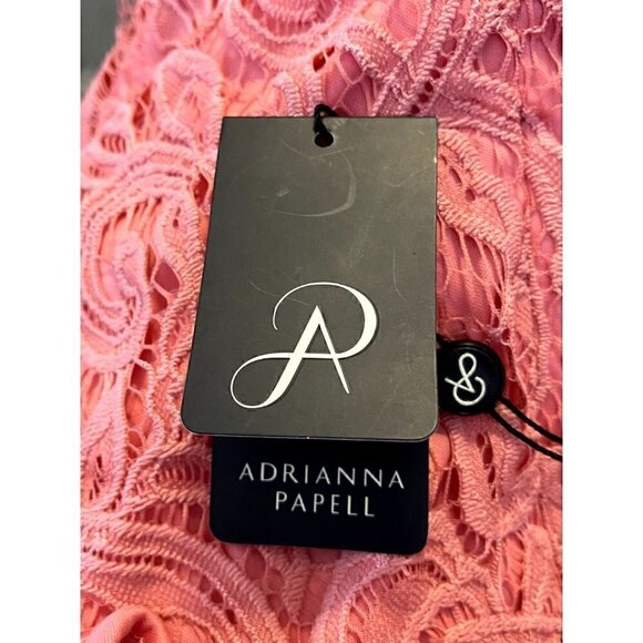 Women's Adrianna Papell Salmon Color Short Sleeve Lace Shirt, Top, Large - Picture 6 of 9
